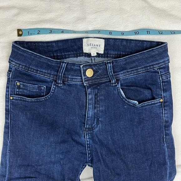 Sezane Denim Dark Blue Wash Jeans Size 28 Skinny Slim Mid-Rise Designer Chic - Picture 10 of 14